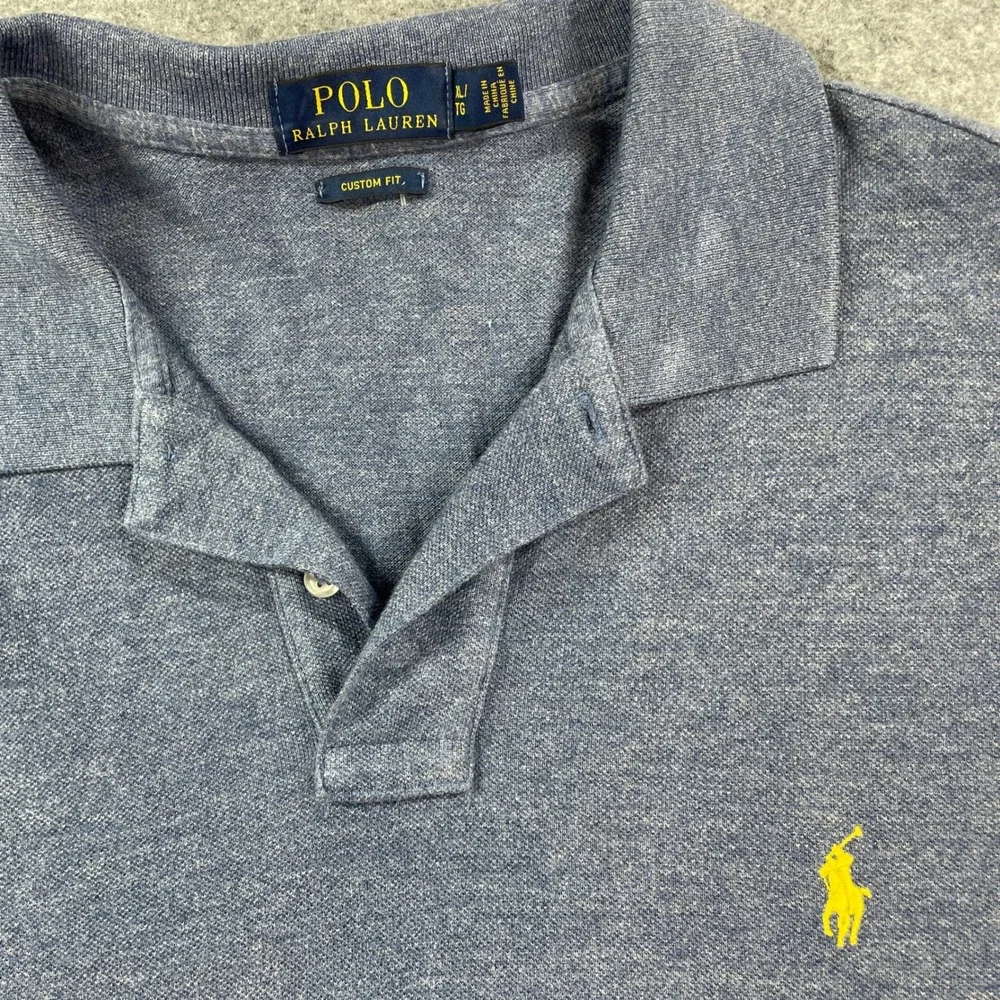 Polo Ralph Lauren Mens Polo Shirt XL Blue Heather Short Sleeve Custom Fit